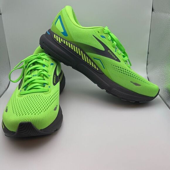 BROOKS Men's Adrenaline GTS 23 SIZE 8.5 WIDE (2E) BLACK/GREEN - Picture 6 of 9